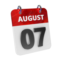 August 7 Date 3D Icon Isolated, Shiny and Glossy 3D Rendering, Month Date Day Name, Schedule, History png