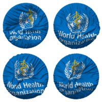 World Health Organization, WHO Flag in Round Shape Isolated with Four Different Waving Style, Bump Texture, 3D Rendering png