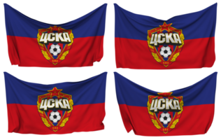 CSKA Moscow Pinned Flag from Corners, Isolated with Different Waving Variations, 3D Rendering png