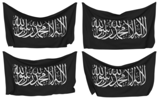 Shahadah Islamic Pinned Flag from Corners, Isolated with Different Waving Variations, 3D Rendering png