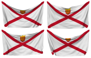 Bailiwick of Jersey Pinned Flag from Corners, Isolated with Different Waving Variations, 3D Rendering png
