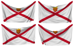 bailía de jersey clavado bandera desde esquinas, aislado con diferente ondulación variaciones, 3d representación png