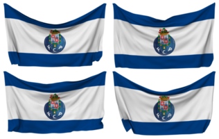 futebol Clube tun porto festgesteckt Flagge von Ecken, isoliert mit anders winken Variationen, 3d Rendern png