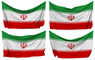 iran fästs flagga från hörn, isolerat med annorlunda vinka variationer, 3d tolkning png