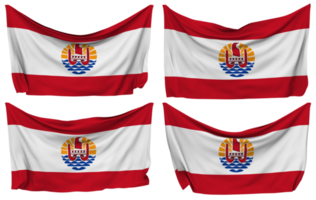 Französisch Polynesien festgesteckt Flagge von Ecken, isoliert mit anders winken Variationen, 3d Rendern png