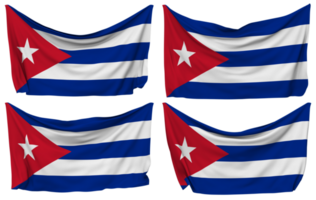 Cuba Pinned Flag from Corners, Isolated with Different Waving Variations, 3D Rendering png