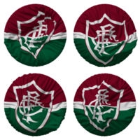 fluminense fotboll klubb flagga i runda form isolerat med fyra annorlunda vinka stil, stöta textur, 3d tolkning png