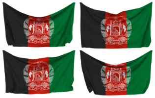 afghanistan appuntato bandiera a partire dal angoli, isolato con diverso agitando variazioni, 3d interpretazione png