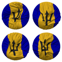 Barbados Flag in Round Shape Isolated with Four Different Waving Style, Bump Texture, 3D Rendering png