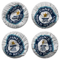 Guinness World Records Flag in Round Shape Isolated with Four Different Waving Style, Bump Texture, 3D Rendering png