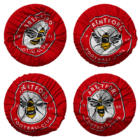 brentford fútbol americano club bandera en redondo forma aislado con cuatro diferente ondulación estilo, bache textura, 3d representación png