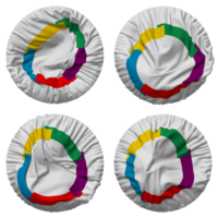 Organisation internationale de la Francophonie, OIF Flag in Round Shape Isolated with Four Different Waving Style, Bump Texture, 3D Rendering png