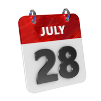 July 28 Date 3D Icon Isolated, Shiny and Glossy 3D Rendering, Month Date Day Name, Schedule, History png