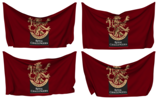 königlich Herausforderer Bangalore, RCB festgesteckt Flagge von Ecken, isoliert mit anders winken Variationen, 3d Rendern png