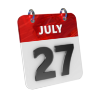 July 27 Date 3D Icon Isolated, Shiny and Glossy 3D Rendering, Month Date Day Name, Schedule, History png