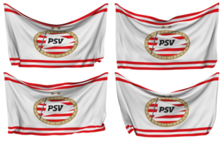 Philips esporte vereniging fixado bandeira a partir de cantos, isolado com diferente acenando variações, 3d Renderização png