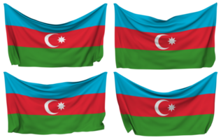 Azerbaijan Pinned Flag from Corners, Isolated with Different Waving Variations, 3D Rendering png