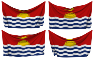 Kiribati Pinned Flag from Corners, Isolated with Different Waving Variations, 3D Rendering png