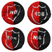 Club Atletico Newells Old Boys Flag in Round Shape Isolated with Four Different Waving Style, Bump Texture, 3D Rendering png