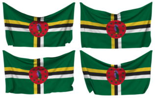 Dominica Pinned Flag from Corners, Isolated with Different Waving Variations, 3D Rendering png