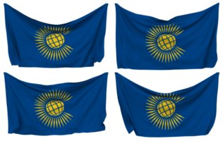 Commonwealth of Nations Pinned Flag from Corners, Isolated with Different Waving Variations, 3D Rendering png