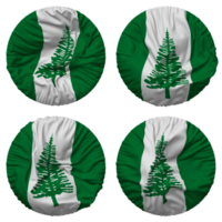 Territory of Norfolk Island Flag in Round Shape Isolated with Four Different Waving Style, Bump Texture, 3D Rendering png