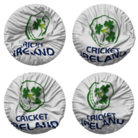 cricket Irlanda, ci bandiera nel il giro forma isolato con quattro diverso agitando stile, urto struttura, 3d interpretazione png