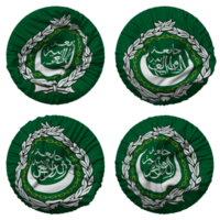 Arabisch liga vlag in ronde vorm geïsoleerd met vier verschillend golvend stijl, buil textuur, 3d renderen png