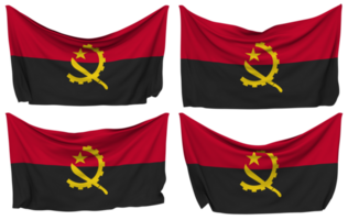 Angola Pinned Flag from Corners, Isolated with Different Waving Variations, 3D Rendering png