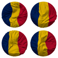 Tschad Flagge im runden gestalten isoliert mit vier anders winken Stil, stoßen Textur, 3d Rendern png