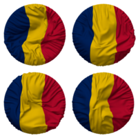 Chad Flag in Round Shape Isolated with Four Different Waving Style, Bump Texture, 3D Rendering png