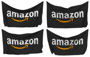 Amazon Web Services Pinned Flag from Corners, Isolated with Different Waving Variations, 3D Rendering png