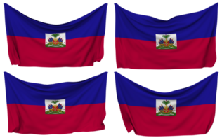 Haiti Pinned Flag from Corners, Isolated with Different Waving Variations, 3D Rendering png