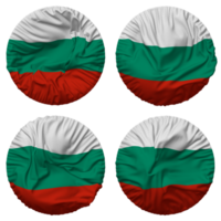 Bulgarie drapeau dans rond forme isolé avec quatre différent agitant style, bosse texture, 3d le rendu png