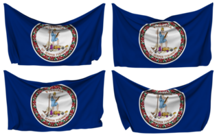 State of Virginia Pinned Flag from Corners, Isolated with Different Waving Variations, 3D Rendering png