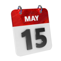 May 15 Date 3D Icon Isolated, Shiny and Glossy 3D Rendering, Month Date Day Name, Schedule, History png