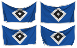 Hamburger Sport Verein e V, Hamburger SV Pinned Flag from Corners, Isolated with Different Waving Variations, 3D Rendering png