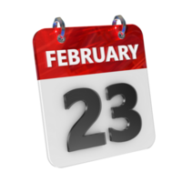 February 23 Date 3D Icon Isolated, Shiny and Glossy 3D Rendering, Month Date Day Name, Schedule, History png