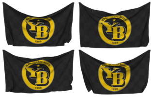 BSC Young Boys, YB Pinned Flag from Corners, Isolated with Different Waving Variations, 3D Rendering png