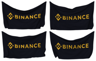 Binance Pinned Flag from Corners, Isolated with Different Waving Variations, 3D Rendering png