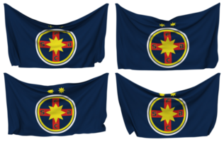 Fotbal Club FCSB Pinned Flag from Corners, Isolated with Different Waving Variations, 3D Rendering png