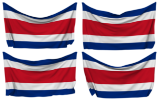 Costa Rica Pinned Flag from Corners, Isolated with Different Waving Variations, 3D Rendering png