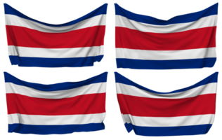 costa rica vastgemaakt vlag van hoeken, geïsoleerd met verschillend golvend variaties, 3d renderen png