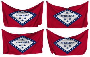 State of Arkansas Pinned Flag from Corners, Isolated with Different Waving Variations, 3D Rendering png