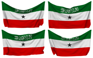 somaliland festgesteckt Flagge von Ecken, isoliert mit anders winken Variationen, 3d Rendern png