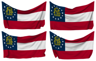 State of Georgia Pinned Flag from Corners, Isolated with Different Waving Variations, 3D Rendering png