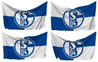 fubballklubb gelsenkirchen schalke 04 e v, fc schalke 04 fästs flagga från hörn, isolerat med annorlunda vinka variationer, 3d tolkning png