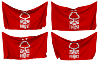 Nottingham floresta futebol clube fixado bandeira a partir de cantos, isolado com diferente acenando variações, 3d Renderização png