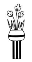 Flowers in vase in doodle style vector