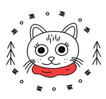 Cute Christmas cat vector